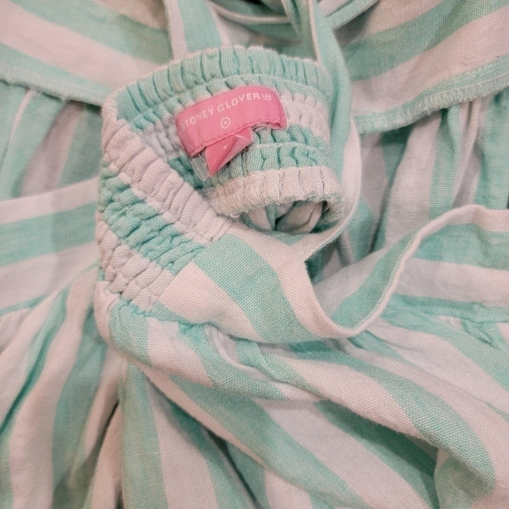 Stoney Clover size 1x Mint stripe tie strap baby doll top - Picture 2 of 8